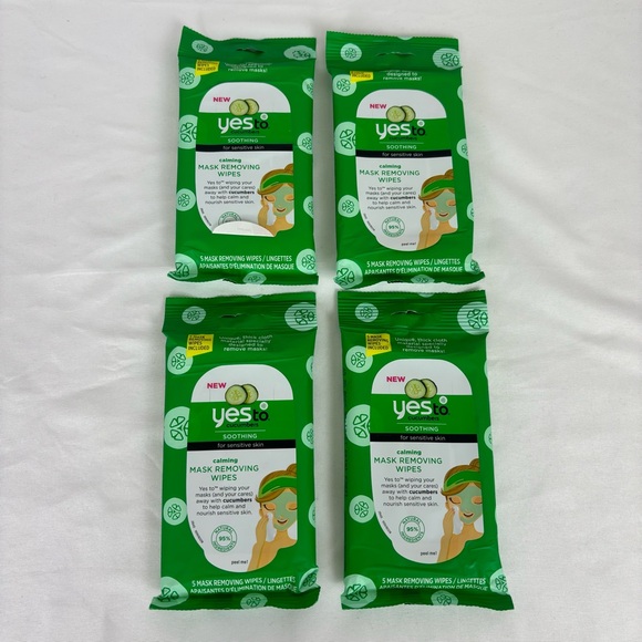 Yes To Other - Yes To Cucumber Wipes Mask Removal Facial Calming Wipes Set of Four 5 Count Pack